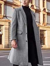 billige Trenchcoat for menn-Herre Vinterfrakk Ytterfrakk Lang trenchcoat utendørs Dagligdagstøy Høst vinter Polyester Hold Varm Vindtett jakke Yttertøy Klær Mote Gatemote عادي Knaphul Dobbeltkneppet