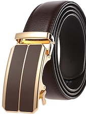 cheap Men&#039;s Belt-Men&#039;s Belt Faux Leather Belt Dress Belt Ratchet Belt Box Buckle Black White Faux Leather Alloy Fashion BOX Buckle Pure Color Party Daily