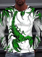 cheap Animal Print T shirts-Men&#039;s Animal Scorpion T shirt Long Sleeve T shirt Round Neck Shirt Sports Fashion Sportswear Outdoor Street Casual Black White Yellow Fall Clothing Apparel S M L XL XXL XXXL 4XL