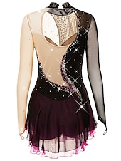 preiswerte Eiskunstlaufkleider-Eiskunstlaufkleid Damen Mädchen Eislaufen Kleider Austattungen Violett Dunkellila Schwarz und Violett Rückenfrei Gitter Elasthan Hochelastisch Wettbewerb Eiskunstlaufkleidung Handgemacht Kristalle
