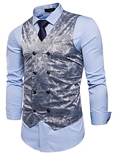 abordables Gilets-Homme Gilet Formel Mariage Soirée Scène Casual Chic Polyester Géométrique Col V Standard Noir Blanche Jaune Rouge Gilet