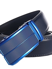cheap Men&#039;s Belt-Men&#039;s Belt Faux Leather Belt Dress Belt Ratchet Belt Box Buckle Black White Faux Leather Alloy Fashion BOX Buckle Pure Color Party Daily