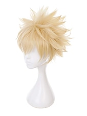 رخيصةأون شعيرات زوجية-تأثيري الباروكات أشقر مستقيم شعر مستعار صناعي قصير الشعر المستعار رجالي / نسائي الشعر المستعار للحفلة