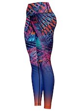 Недорогие Леггинсы и колготки для йоги-Жен. Леггинсы Sports Gym Leggings Штаны для йоги Спандекс Синий Укороченные леггинсы Геометрия Утягивание живота Подтяжка Одежда Одежда Йога Фитнес Тренировка в тренажерном зале Бег / Эластичность