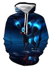 baratos Moletons masculinos com capuz-Homens Gráfico Raposa Moletom Moletons Moletom Manga Longa Moletom com capuz Com Capuz Roupa de rua Impressão 3D Casual Diário Azul Real Azul Imprimir Primavera &amp; Outono Designer
