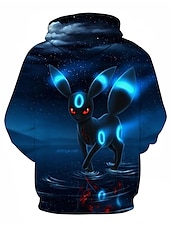 baratos Moletons masculinos com capuz-Homens Gráfico Raposa Moletom Moletons Moletom Manga Longa Moletom com capuz Com Capuz Roupa de rua Impressão 3D Casual Diário Azul Real Azul Imprimir Primavera &amp; Outono Designer