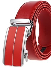 cheap Men&#039;s Belt-Men&#039;s Belt Faux Leather Belt Dress Belt Ratchet Belt Box Buckle Black White Faux Leather Alloy Fashion BOX Buckle Pure Color Party Daily