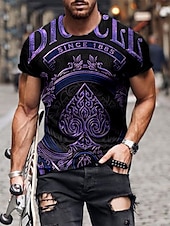 voordelige schedel &amp; botten-Voor heren Uniseks Grafische prints Poker Overhemd T-shirt T-shirts Korte mouw T-shirt 3D-afdrukken Strakke ronde hals Overhemd Ontwerper Casual Groot en klein Dagelijks Feestdagen Zwart blauw Licht