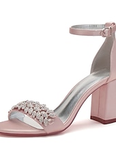 abordables Bal de promo-Sandales à talons compensés en satin argenté pour femmes avec ornements en strass - chaussures de mariage et de soirée élégantes
