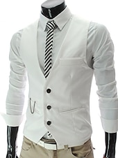 economico Gilet-Per uomo Gilet da completo Panciotto Formale Matrimonio Ufficio Cerimonia Di tendenza 1920s Per tutte le stagioni Poliestere Tinta unita A V Taglia piccola Vinaccia Nero Bianco Blu marino Gilet