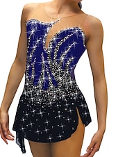 olcso Műkorcsolya ruhák-Kűrruha Női Lány Klizanje na ledu Ruhák Felszerelések Fekete Fehér Sárga Háló Spandex Nagy rugalmasságú Edzés Gyakorlat Verseny Kűrruhák Kristály / Strassz Ujjatlan Jégkorcsolyázás Téli sportok