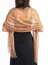 cheap Women&#039;s Shawls &amp; Wraps-Women&#039;s Women&#039;s Shawls &amp; Wraps Party Wedding Anniversary Camel Red Pink Scarf Flower / Fall / Winter / Spring / Summer / Polyester