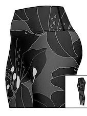 levne Legíny a legíny na jógu-Dámské Legíny Sports Gym Leggings Kalhoty na jógu Spandex Černá Oříznuté legíny Květiny Zaštíhlující Butt Lift Oblečení Oblečení Jóga Zdatnost Cvičení v tělocvičně Běh / Vysoká pružnost / Sportovní
