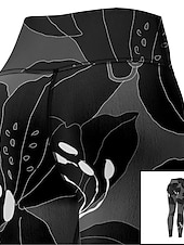 levne Legíny a legíny na jógu-Dámské Legíny Sports Gym Leggings Kalhoty na jógu Spandex Černá Oříznuté legíny Květiny Zaštíhlující Butt Lift Oblečení Oblečení Jóga Zdatnost Cvičení v tělocvičně Běh / Vysoká pružnost / Sportovní