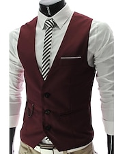 economico Gilet-Per uomo Gilet da completo Panciotto Formale Matrimonio Ufficio Cerimonia Di tendenza 1920s Per tutte le stagioni Poliestere Tinta unita A V Taglia piccola Vinaccia Nero Bianco Blu marino Gilet