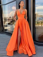 cheap Prom Dresses-A-Line Prom Dresses Black Dress Dress Wedding Guest Prom Sweep / Brush Train Sleeveless Spaghetti Strap Satin with Pleats Split Front Masquerade Dress 2025