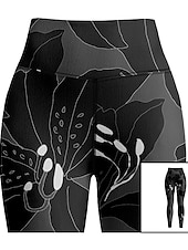 levne Legíny a legíny na jógu-Dámské Legíny Sports Gym Leggings Kalhoty na jógu Spandex Černá Oříznuté legíny Květiny Zaštíhlující Butt Lift Oblečení Oblečení Jóga Zdatnost Cvičení v tělocvičně Běh / Vysoká pružnost / Sportovní