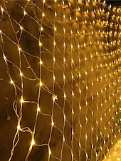 abordables Enchufe eléctrico-Cadena de luces LED de red IP65, 6 mx 4 m, 3 mx 2 m, cadena de luces LED navideñas flexibles de 880 led y 200 led, cadena de luces de malla para jardín, patio, decoración colorida, enchufe UE, EE.