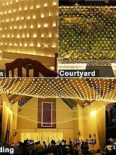 abordables Enchufe eléctrico-Cadena de luces LED de red IP65, 6 mx 4 m, 3 mx 2 m, cadena de luces LED navideñas flexibles de 880 led y 200 led, cadena de luces de malla para jardín, patio, decoración colorida, enchufe UE, EE.