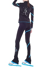 cheap Figure Skating Training Outfit-Figure Skating Jacket with Pants Women&#039;s Girls&#039; Ice Skating Pants / Trousers Top White Pink Blue Glitter Fleece Spandex High Elasticity Training Competition Skating Wear Thermal Warm Crystal