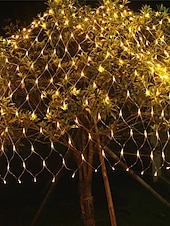 abordables Enchufe eléctrico-Cadena de luces LED de red IP65, 6 mx 4 m, 3 mx 2 m, cadena de luces LED navideñas flexibles de 880 led y 200 led, cadena de luces de malla para jardín, patio, decoración colorida, enchufe UE, EE.