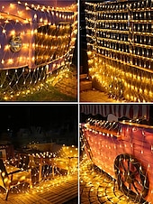 abordables Enchufe eléctrico-Cadena de luces LED de red IP65, 6 mx 4 m, 3 mx 2 m, cadena de luces LED navideñas flexibles de 880 led y 200 led, cadena de luces de malla para jardín, patio, decoración colorida, enchufe UE, EE.