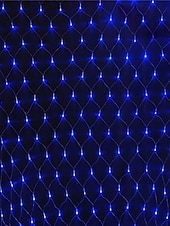 abordables Enchufe eléctrico-Cadena de luces LED de red IP65, 6 mx 4 m, 3 mx 2 m, cadena de luces LED navideñas flexibles de 880 led y 200 led, cadena de luces de malla para jardín, patio, decoración colorida, enchufe UE, EE.