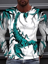 cheap Animal Print T shirts-Men&#039;s Animal Scorpion T shirt Long Sleeve T shirt Round Neck Shirt Sports Fashion Sportswear Outdoor Street Casual Black White Yellow Fall Clothing Apparel S M L XL XXL XXXL 4XL