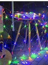 abordables Enchufe eléctrico-Cadena de luces LED de red IP65, 6 mx 4 m, 3 mx 2 m, cadena de luces LED navideñas flexibles de 880 led y 200 led, cadena de luces de malla para jardín, patio, decoración colorida, enchufe UE, EE.