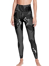 levne Legíny a legíny na jógu-Dámské Legíny Sports Gym Leggings Kalhoty na jógu Spandex Černá Oříznuté legíny Květiny Zaštíhlující Butt Lift Oblečení Oblečení Jóga Zdatnost Cvičení v tělocvičně Běh / Vysoká pružnost / Sportovní
