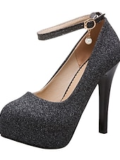 voordelige Bruid-Zilveren plateauhakken met enkelbandje en parelbedel – elegante bruidsschoenen voor avond of glamoureuze bruiloft