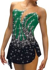 olcso Műkorcsolya ruhák-Kűrruha Női Lány Klizanje na ledu Ruhák Felszerelések Fekete Fehér Sárga Háló Spandex Nagy rugalmasságú Edzés Gyakorlat Verseny Kűrruhák Kristály / Strassz Ujjatlan Jégkorcsolyázás Téli sportok