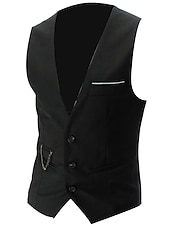 economico Gilet-Per uomo Gilet da completo Panciotto Formale Matrimonio Ufficio Cerimonia Di tendenza 1920s Per tutte le stagioni Poliestere Tinta unita A V Taglia piccola Vinaccia Nero Bianco Blu marino Gilet