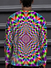 billige 3D T-skjorter-Herre 3D Print T skjorte Langermet T skjorte 3D-utskrift Crew-hals Skjorte Sport Mote Sportsklær utendørs Feriereise Gate Rød Blå Grønn Høst Klær S M L XL XXL XXXL 4XL