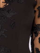 cheap Tea Length-Sheath Cocktail Dresses Elegant Dress Wedding Guest Kentucky Derby Knee Length Long Sleeve Illusion Neck Lace with Beading Embroidery 2025 free custom size