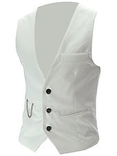 economico Gilet-Per uomo Gilet da completo Panciotto Formale Matrimonio Ufficio Cerimonia Di tendenza 1920s Per tutte le stagioni Poliestere Tinta unita A V Taglia piccola Vinaccia Nero Bianco Blu marino Gilet