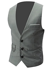 economico Gilet-Per uomo Gilet da completo Panciotto Formale Matrimonio Ufficio Cerimonia Di tendenza 1920s Per tutte le stagioni Poliestere Tinta unita A V Taglia piccola Vinaccia Nero Bianco Blu marino Gilet