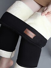 abordables Leggings en polaire-Femme Grande Taille Pantalon en molleton Pantalon Décontractées Toute la longueur Taille moyenne Couleur unie Micro-élastique Intérieur du quotidien Noir Gris foncé Printemps Automne Hiver Standard