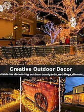 abordables Enchufe eléctrico-Cadena de luces LED de red IP65, 6 mx 4 m, 3 mx 2 m, cadena de luces LED navideñas flexibles de 880 led y 200 led, cadena de luces de malla para jardín, patio, decoración colorida, enchufe UE, EE.