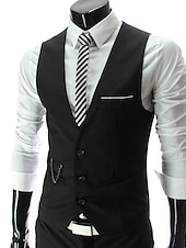 economico Gilet-Per uomo Gilet da completo Panciotto Formale Matrimonio Ufficio Cerimonia Di tendenza 1920s Per tutte le stagioni Poliestere Tinta unita A V Taglia piccola Vinaccia Nero Bianco Blu marino Gilet