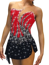 olcso Műkorcsolya ruhák-Kűrruha Női Lány Klizanje na ledu Ruhák Felszerelések Fekete Fehér Sárga Háló Spandex Nagy rugalmasságú Edzés Gyakorlat Verseny Kűrruhák Kristály / Strassz Ujjatlan Jégkorcsolyázás Téli sportok