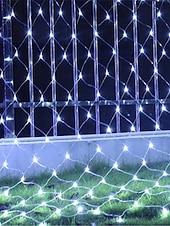 abordables Enchufe eléctrico-Cadena de luces LED de red IP65, 6 mx 4 m, 3 mx 2 m, cadena de luces LED navideñas flexibles de 880 led y 200 led, cadena de luces de malla para jardín, patio, decoración colorida, enchufe UE, EE.