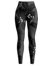 levne Legíny a legíny na jógu-Dámské Legíny Sports Gym Leggings Kalhoty na jógu Spandex Černá Oříznuté legíny Květiny Zaštíhlující Butt Lift Oblečení Oblečení Jóga Zdatnost Cvičení v tělocvičně Běh / Vysoká pružnost / Sportovní