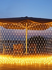abordables Enchufe eléctrico-Cadena de luces LED de red IP65, 6 mx 4 m, 3 mx 2 m, cadena de luces LED navideñas flexibles de 880 led y 200 led, cadena de luces de malla para jardín, patio, decoración colorida, enchufe UE, EE.