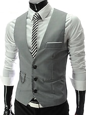 economico Gilet-Per uomo Gilet da completo Panciotto Formale Matrimonio Ufficio Cerimonia Di tendenza 1920s Per tutte le stagioni Poliestere Tinta unita A V Taglia piccola Vinaccia Nero Bianco Blu marino Gilet