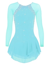 voordelige Schaatsjurken-Kunstschaatsjurk Dames Voor meisjes Schaatsen Jurken Paars Zwart Wit Open achterkant Netstof Spandex Hoge Elasticiteit Opleiding Wedstrijd Kunstschaatskleding Klassiek Kristal / Bergkristal Lange mouw