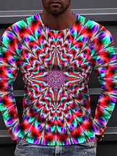 billige 3D T-skjorter-Herre 3D Print T skjorte Langermet T skjorte 3D-utskrift Crew-hals Skjorte Sport Mote Sportsklær utendørs Feriereise Gate Rød Blå Grønn Høst Klær S M L XL XXL XXXL 4XL