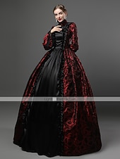 preiswerte Kleider-Kleid Spitze Rokoko Viktorianisch Bodenlang Kleid Partykostüm Maskerade Übergröße Kundenspezifische Marie Antoinette Spitze Ballkleid Kostüm Damen Party Abschlussball Karneval von Venedig Kleid