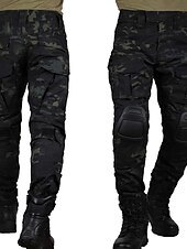 baratos Calças e Calções-Homens Calça Camuflada de Caçador Calças Táticas com joelheiras Ripstop A Prova de Vento Respirável Bolso Múltiplo Inverno Outono camuflagem Algodão Calças para Caça Militar Treinamento Jungle Python