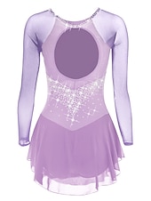 voordelige Schaatsjurken-Kunstschaatsjurk Dames Voor meisjes Schaatsen Jurken Paars Zwart Wit Open achterkant Netstof Spandex Hoge Elasticiteit Opleiding Wedstrijd Kunstschaatskleding Klassiek Kristal / Bergkristal Lange mouw